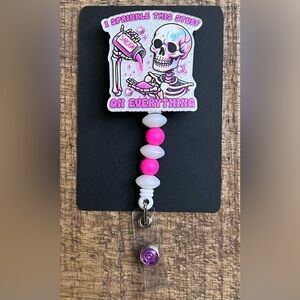 Pink and White Badge Reel